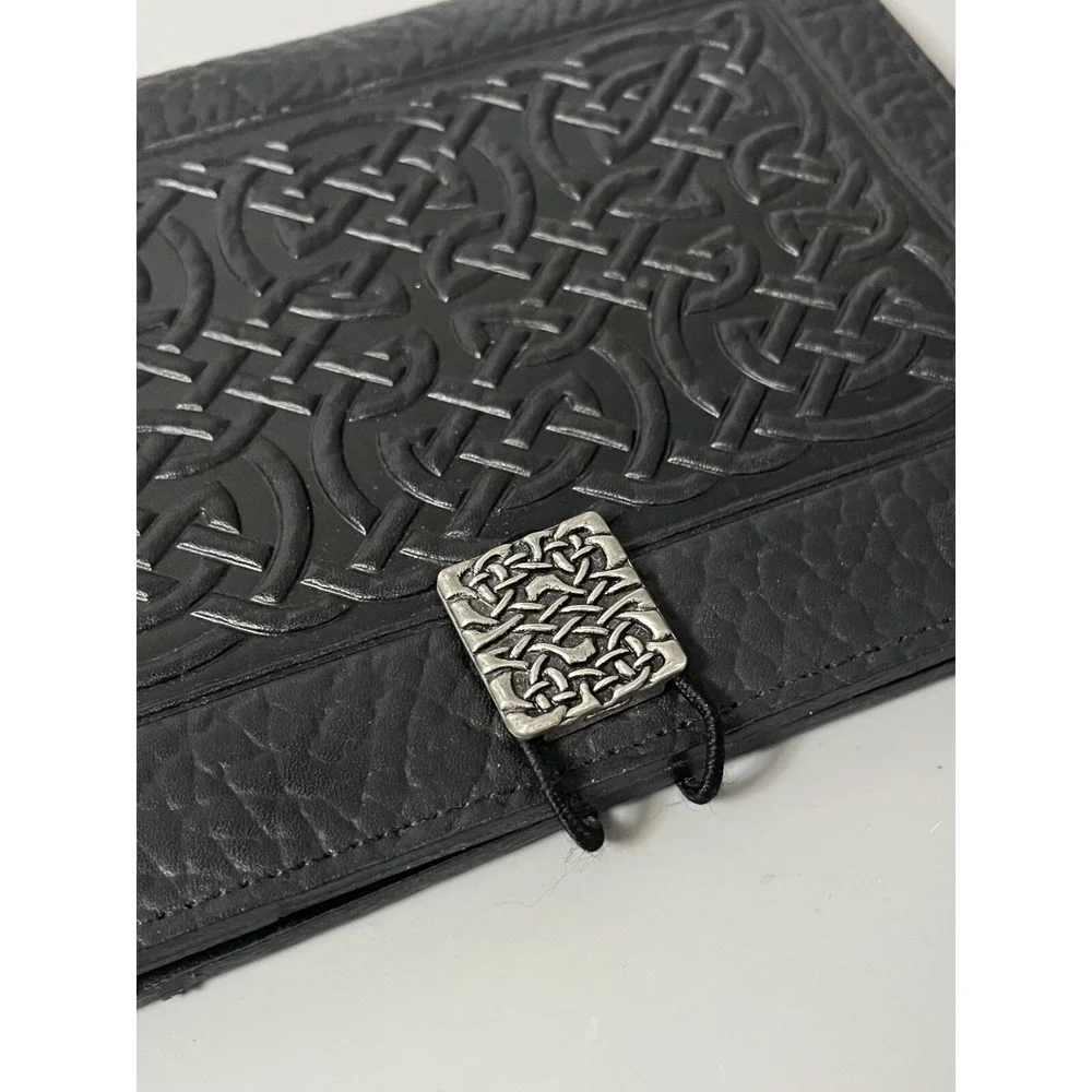 Oberon Design Black Embossed Leather Journal Book Cover 6x8